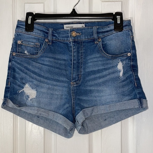 GARAGE Jean Shorts Distressed High Rise Cuffed Size 7 - Picture 2 of 16